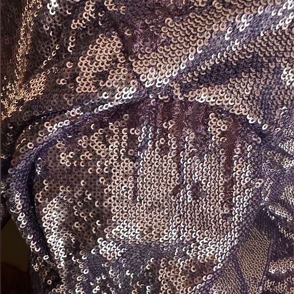 The Attico Fanny Off-Shoulder Sequin Dress Gown Long Sleeve Purple - Picture 11 of 12